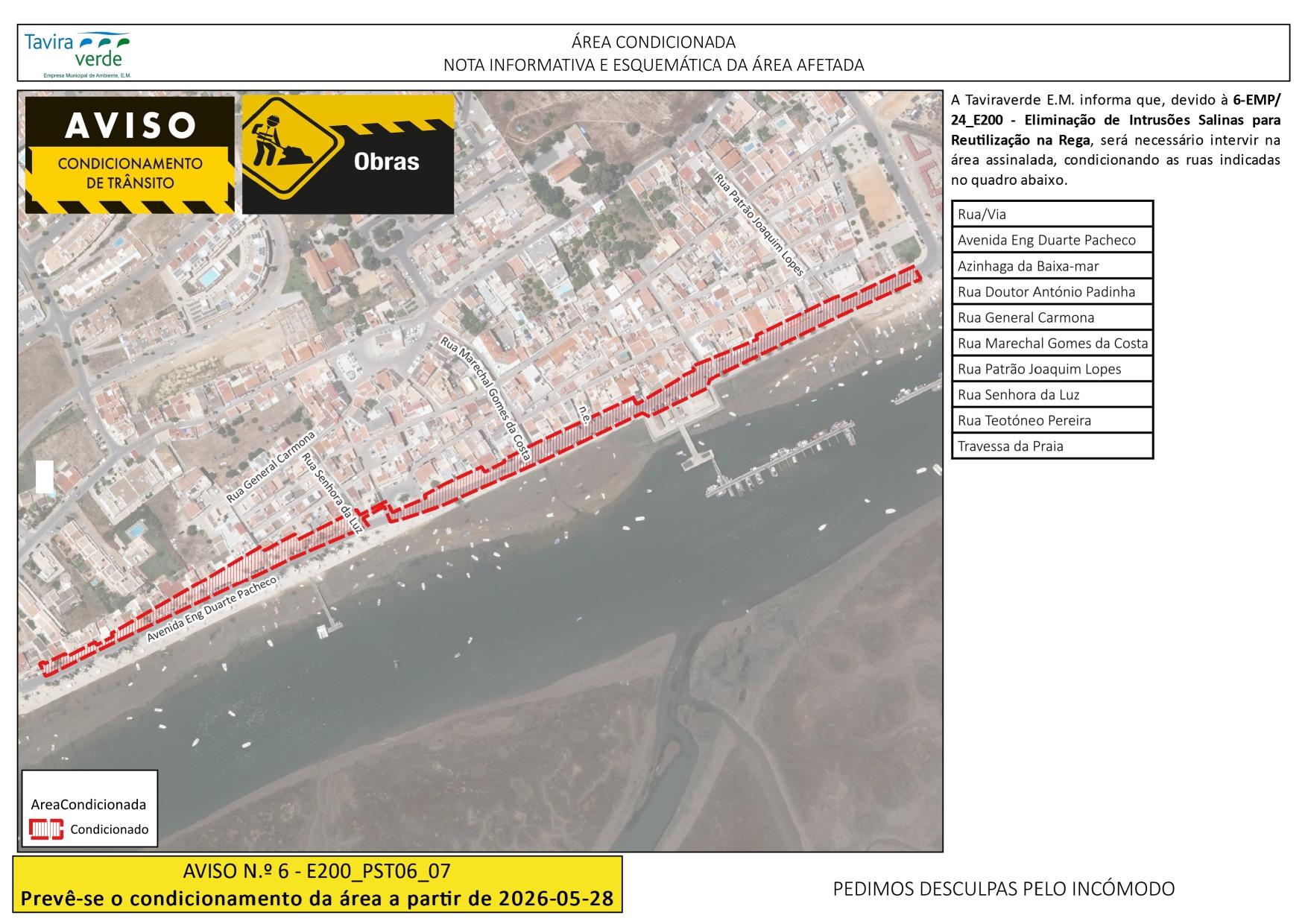 Aviso de Intervenção Programada (PST_06e07):  6-EMP/24_E200 - Eliminação de Intrusões Salinas para Reutilização na Rega