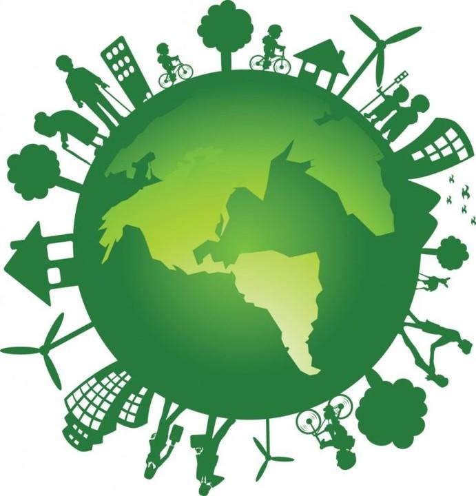 imagem circular com fundo verde alusiva à sensibilização ambiental